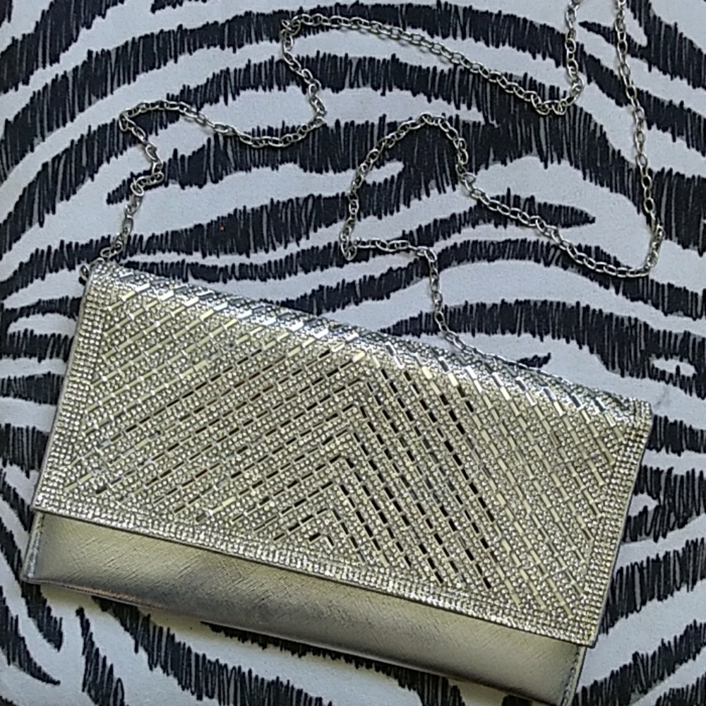 Sparkle Metallic Silver clutch or crossbody